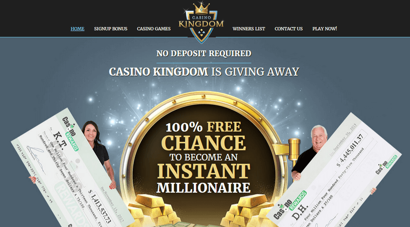 Screenshot of the Casino Kingdom homepage