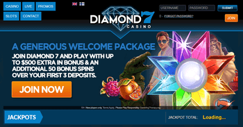 Diamond 7 Casino homepage screenshot