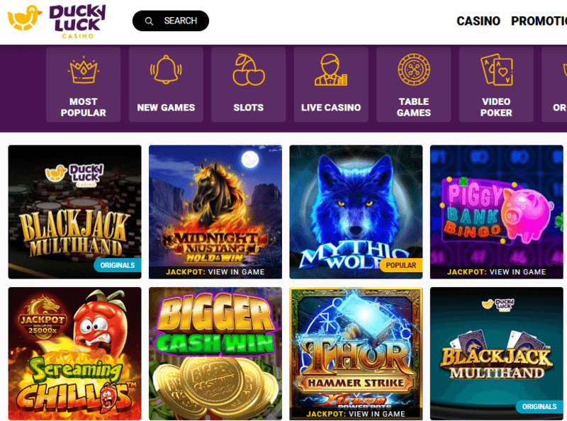 DuckyLuck Casino games screenshot