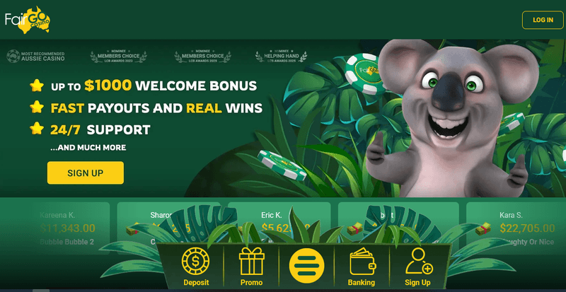 Fair Go Casino homepage