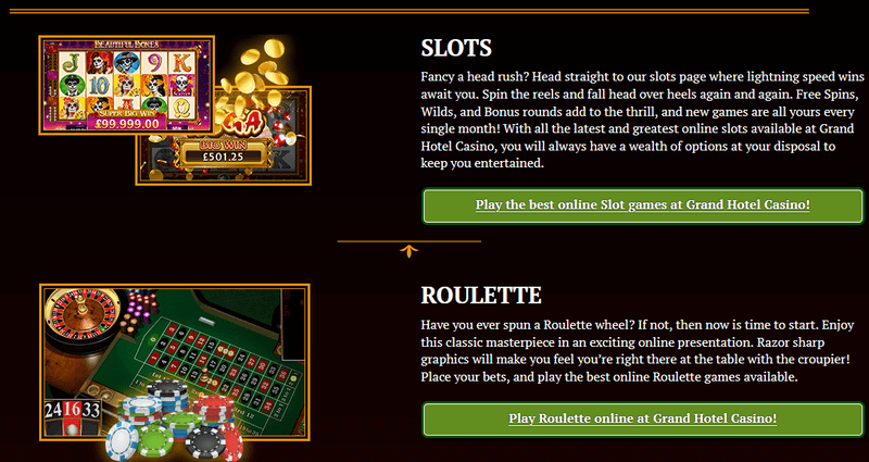 Grand Hotel Casino games screenshot