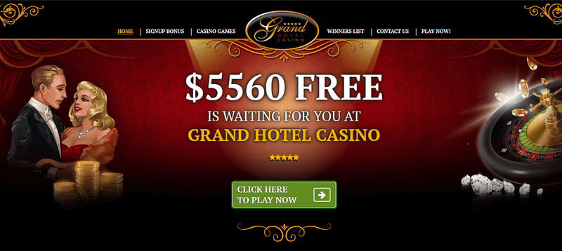 Screenshot of the Grand Hotel Casino homepage