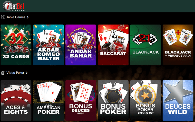 iNetBet Casino games screenshot