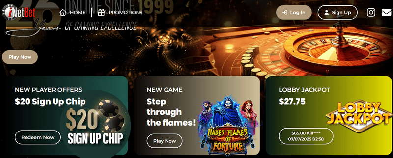 Screenshot of the iNetBet Casino homepage