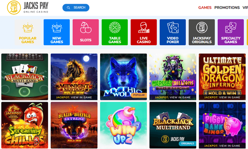 JacksPay Casino games screenshot