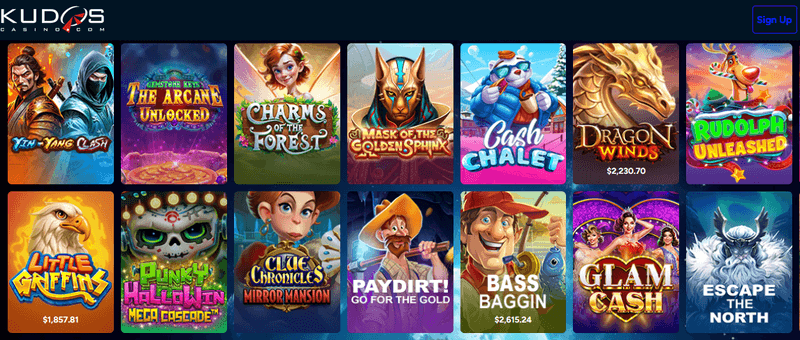 Kudos Casino games screenshot