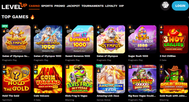 LevelUp Casino games screenshot