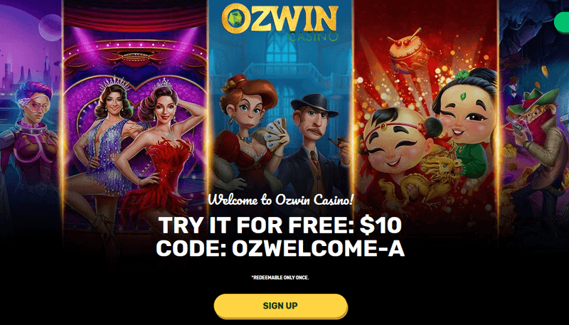 Screenshot of the Ozwin Casino homepage