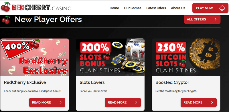Screenshot of the Red Cherry Casino homepage
