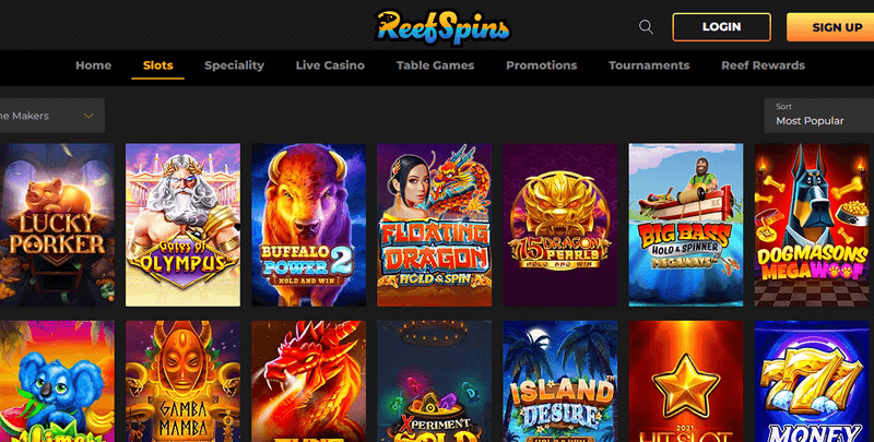 ReefSpins Casino games
