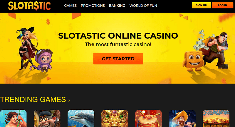 Screenshot of the Slotastic Casino homepage