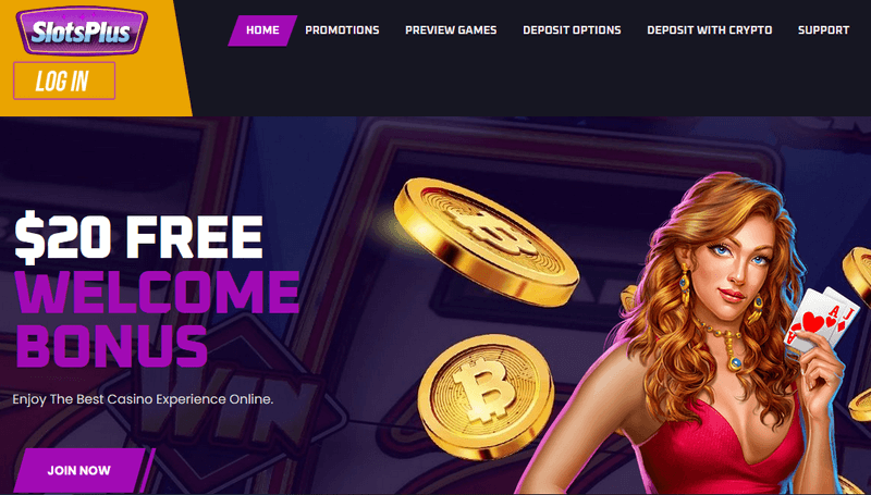SlotsPlus Casino homepage screenshot