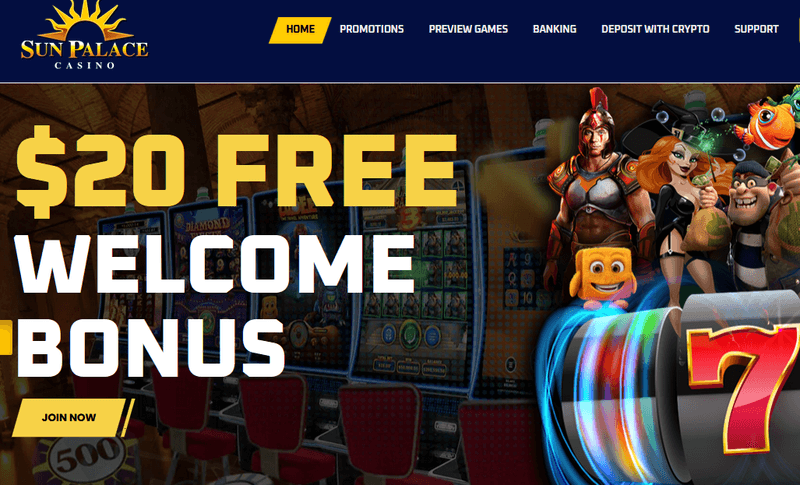 Sun Palace Casino homepage screenshot