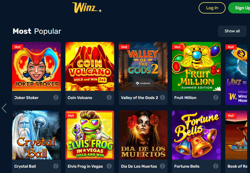 Winz casino games