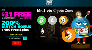 Sloto'Cash Casino - $31 free + 200% Bitcoin bonus