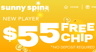 SunnySpins Casino - $55 No Deposit Bonus