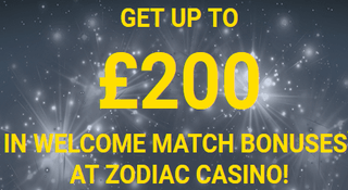 Zodiac Casino - £200 PayPal bonuses for UK players